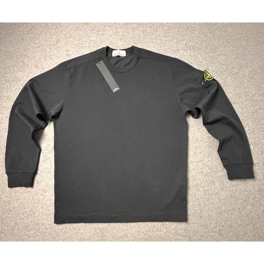 Stone Island Compass Patch Sweatshirt Mens Large Black NWT Crewneck Pullover